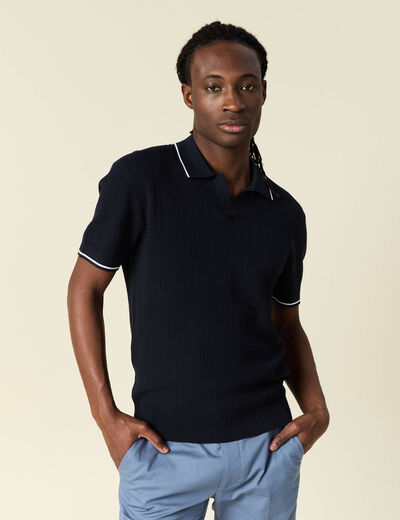 Polo manches courtes bleu marine homme