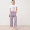 Pantalon large taille haute en coton blanc femme