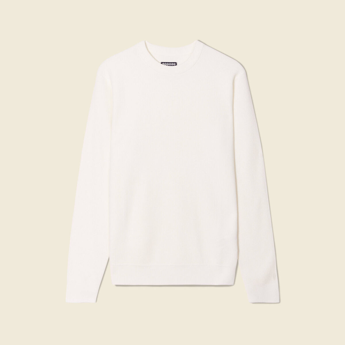 Pull fin col rond manches longues ecru homme