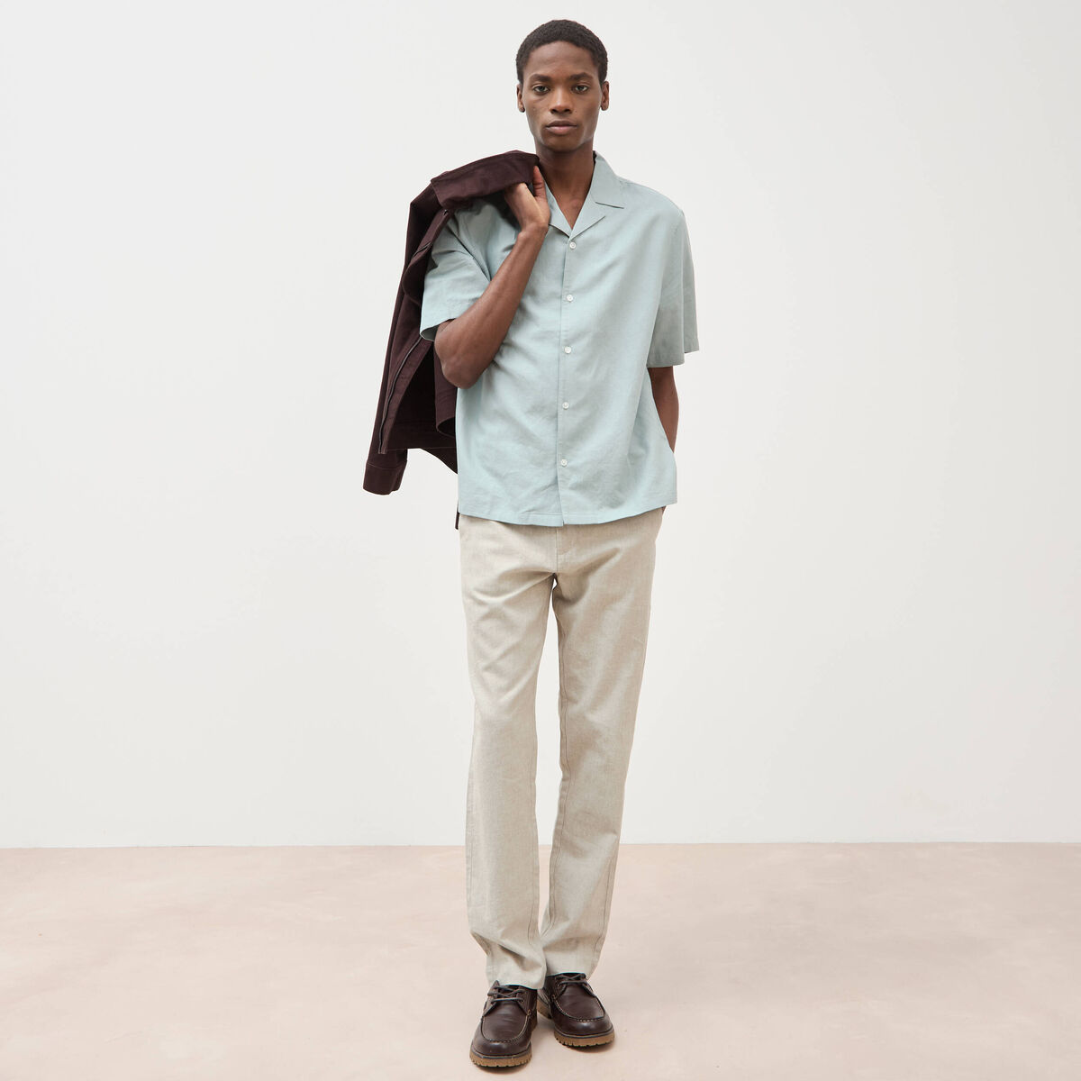 Chino coupe droite longueur 32 vert kaki homme