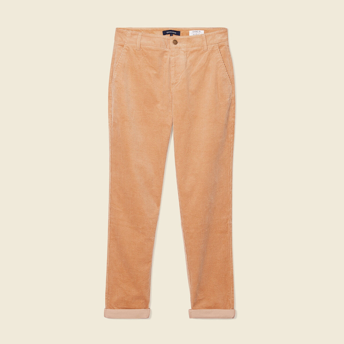 Pantalon chino velours côtelé marron clair femme
