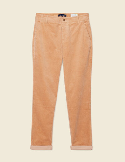 Pantalon chino velours côtelé marron clair femme
