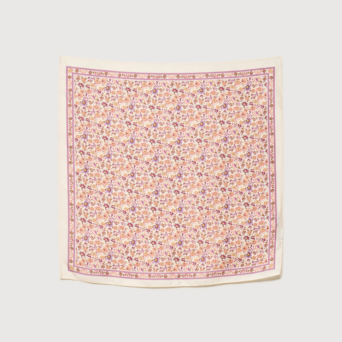 Foulard carr&eacute; satin ecru femme