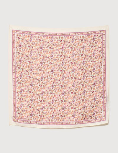 Foulard carr&eacute; satin ecru femme