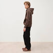 Sweat ample &agrave; capuche manches longues marron fonc&eacute; homme