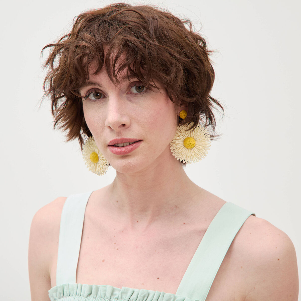 Boucles d'oreilles jaune clair femme