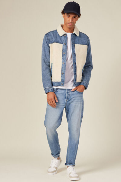 Blouson droit en jean denim stone homme