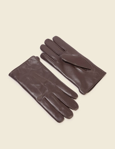 Gants en cuir avec doublure marron homme