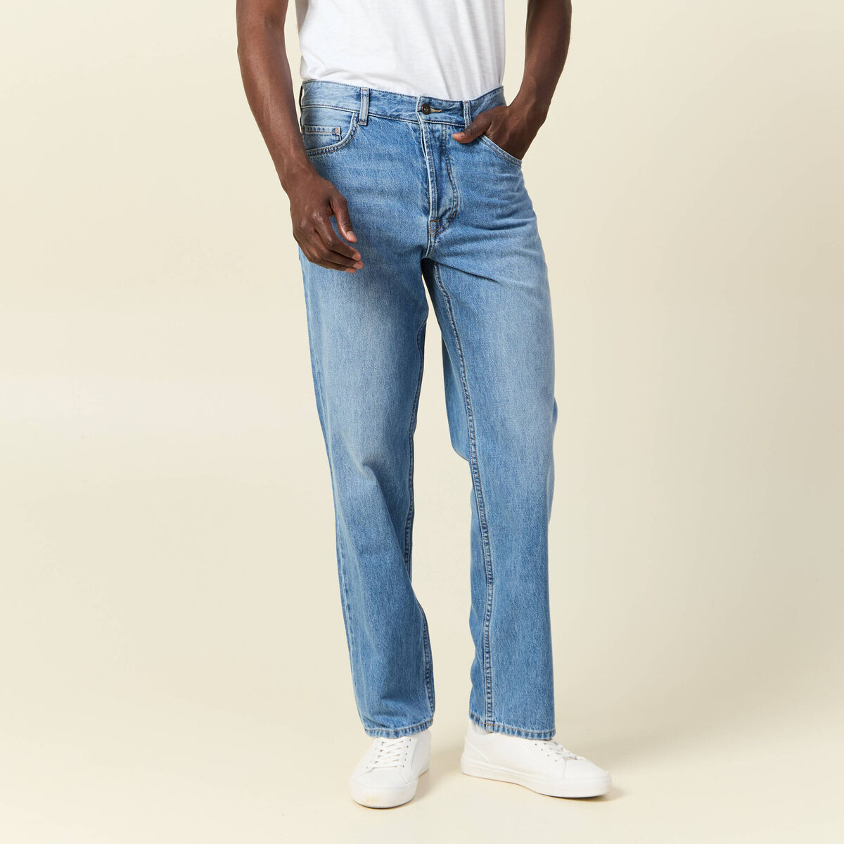 Jeans relax 5 poches denim used homme
