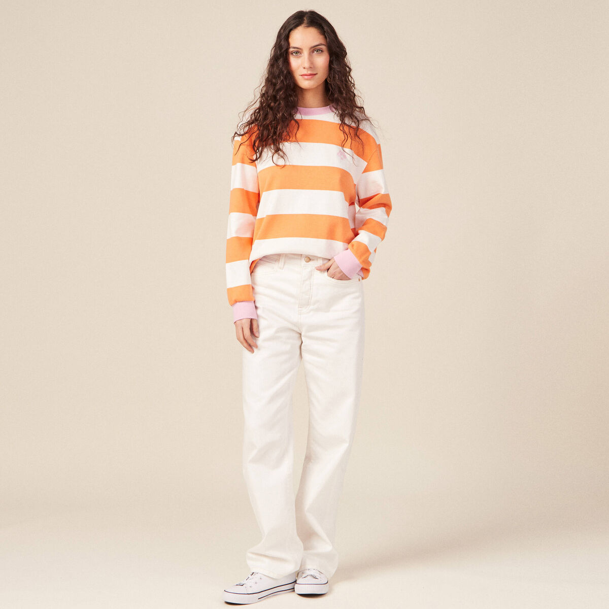 Sweat éco-responsable orange clair femme