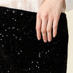 Jupe droite velours sequins noir femme