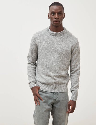 Pull droit tweed manches longues gris homme