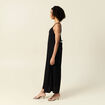Robe midi droite satin noir femme