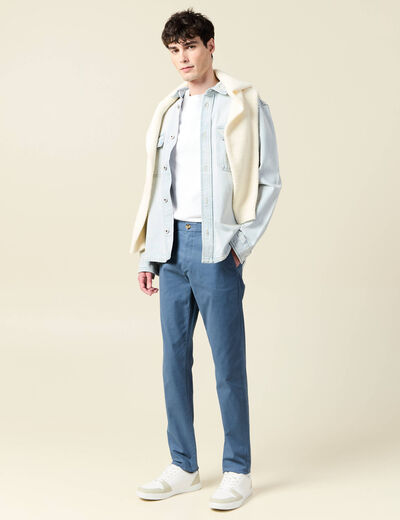 Pantalon chino slim bleu foncé homme