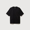T-shirt droit en coton col ras du cou noir homme