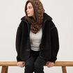 Manteau court oversize sherpa noir femme