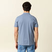 Polo cintr&eacute; en coton manches courtes bleu fonc&eacute; homme