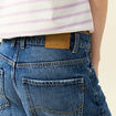 Bermuda large taille haute en coton denim stone femme