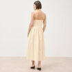 Robe col v &agrave; bretelles en coton creme femme