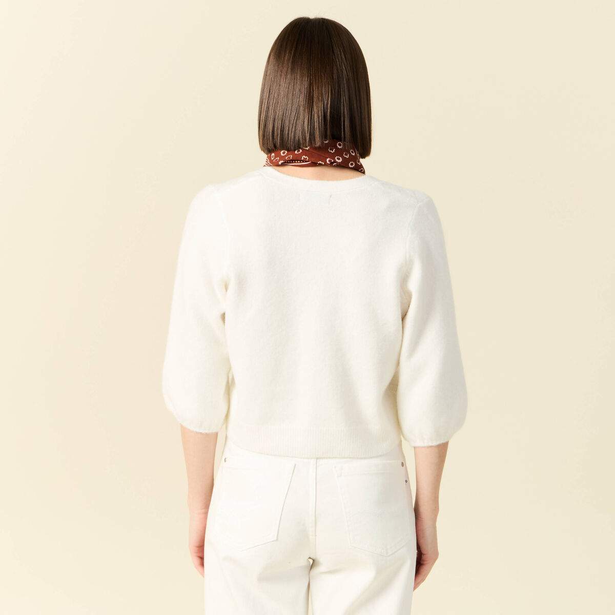 Gilet manches 3/4 blanc femme