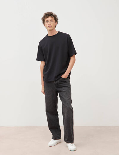 T-shirt ample col rond manches courtes noir homme