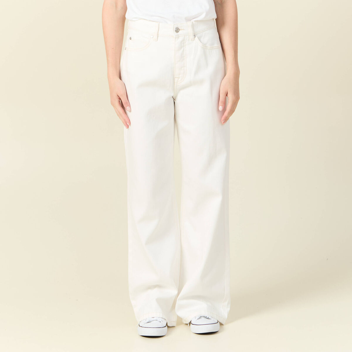 Jeans large éco-responsable denim blanc femme