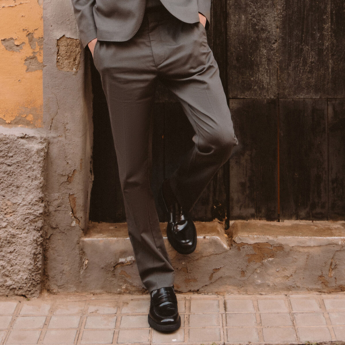 Pantalon chino vert fonc&eacute; homme