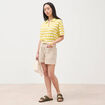 Short en jean taille haute beige femme
