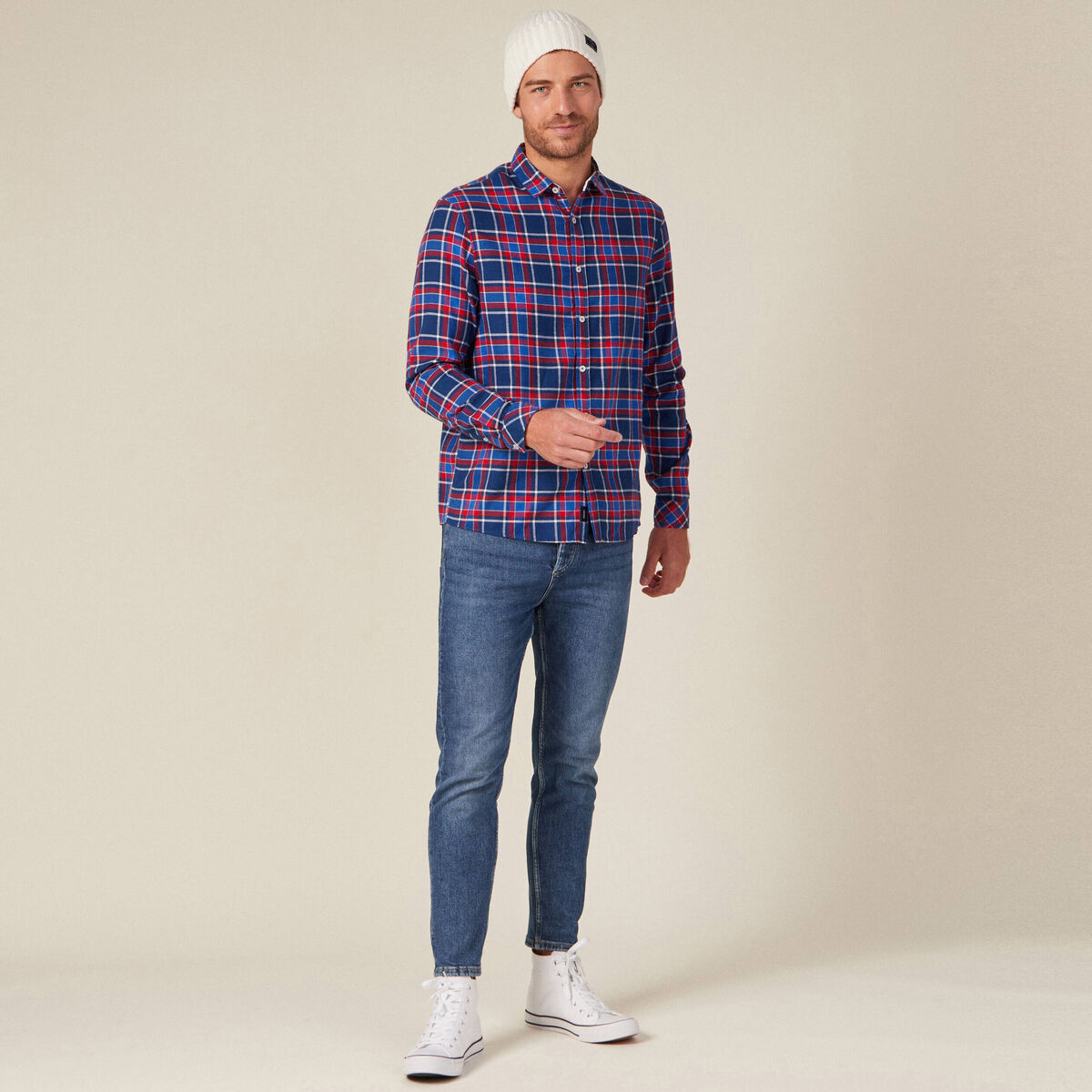 Chemise manches longues bleu electrique homme