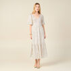 Robe longue évasée fluide blanc femme