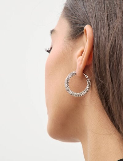 Cr&eacute;oles avec strass couleur argent femme