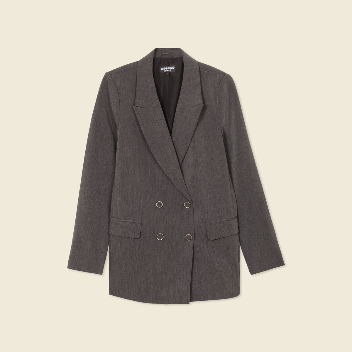 Veste blazer double boutonnage gris femme