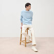 Pull col rond manches longues en coton bleu ciel homme