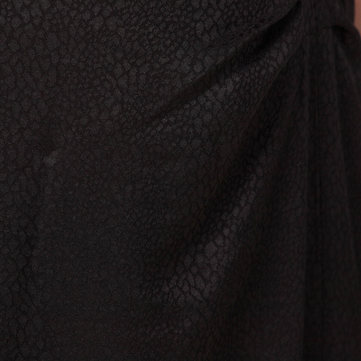 Jupe midi droite fendue satin noir femme
