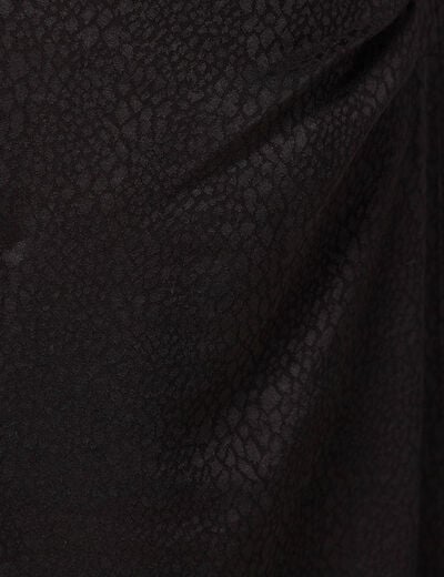 Jupe midi droite fendue satin noir femme
