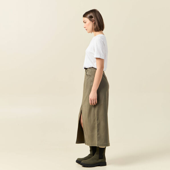 jupe midi crayon ceinturee vert kaki femme Jupe midi crayon ceinturée vert kaki femme