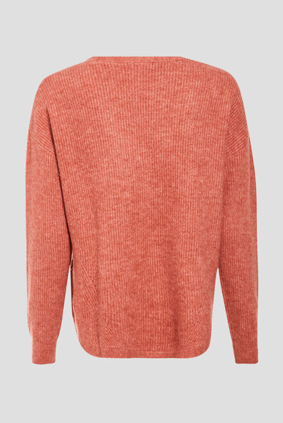 Pull manches longues orange foncé femme