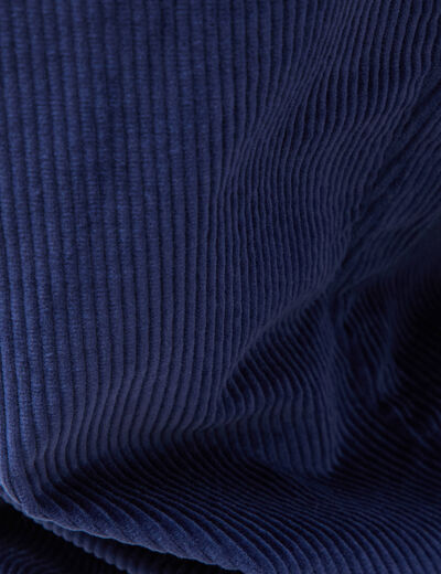 Pantalon large en velours longueur 32 bleu fonc&eacute; homme