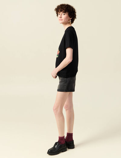 T-shirt manches courtes noir femme