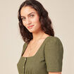T-shirt manches courtes vert kaki femme