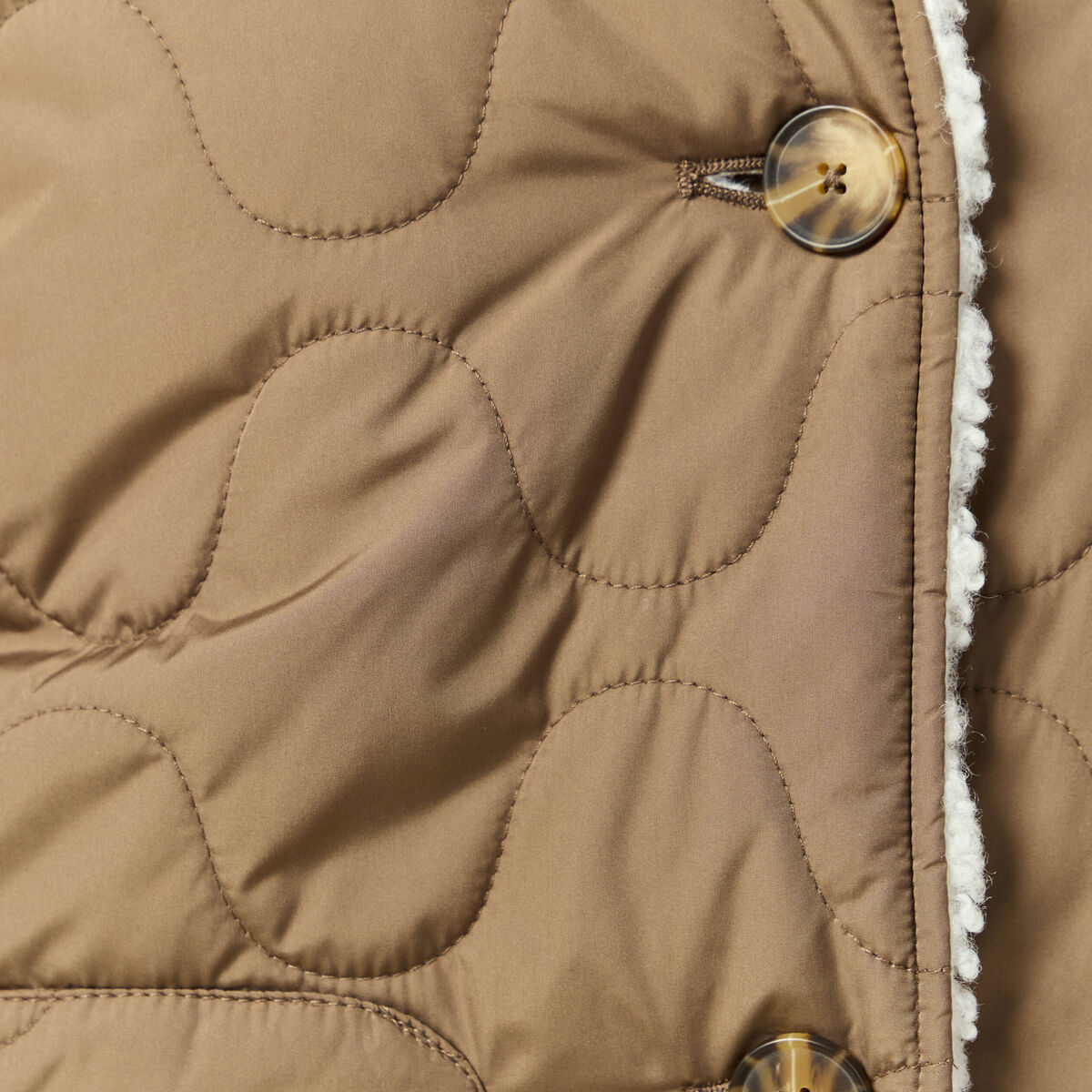 Parka courte droite effet polaire marron clair femme