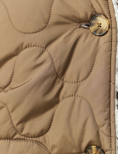 Parka courte droite effet polaire marron clair femme