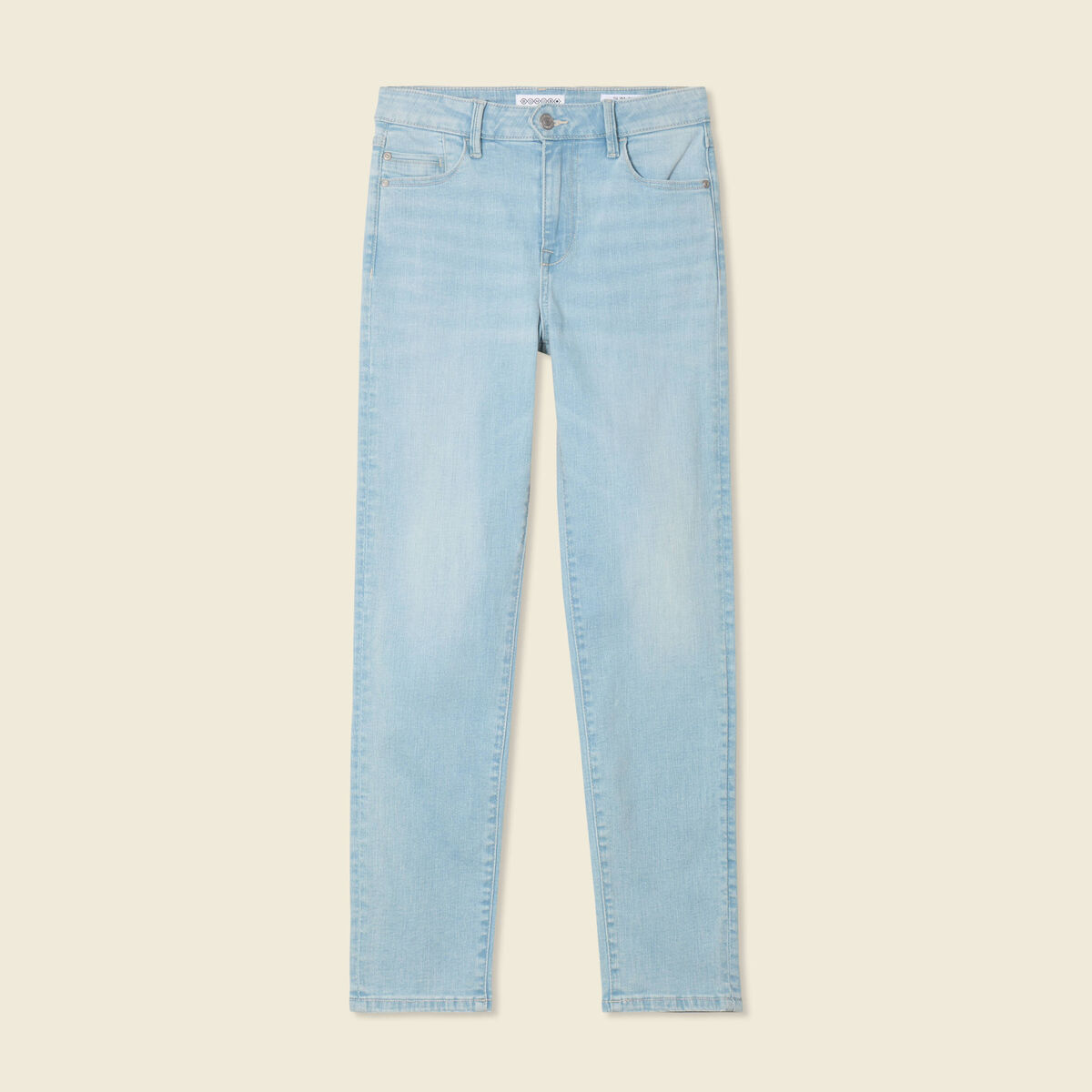 Jeans slim taille haute 7/8ème denim bleach femme