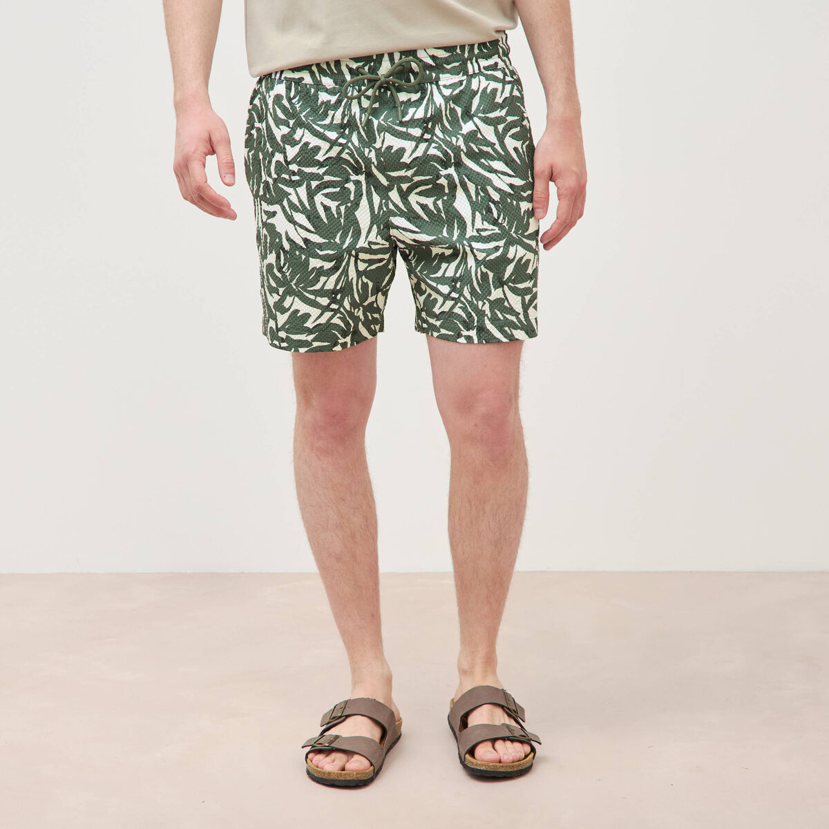 Maillot de bain doubl&eacute; vert kaki homme