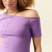 T-shirt asym&eacute;trique manches courtes violet femme