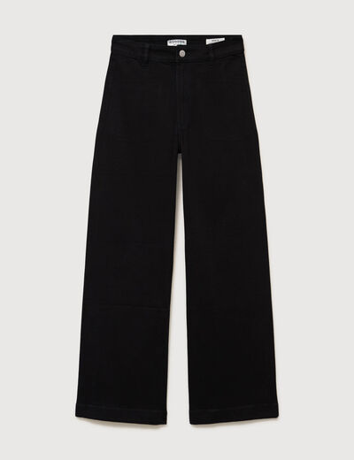 Jeans large taille haute denim noir femme