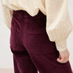 Pantalon large taille haute en velours prune femme