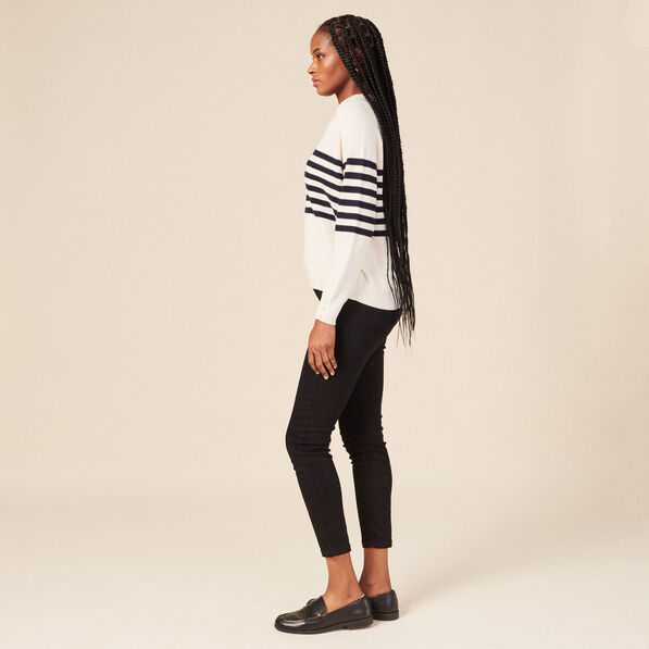 pull col polo eco responsable bleu marine femme Pull col polo éco-responsable bleu marine femme