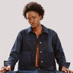 Veste droite en jeans manches longues denim stone femme