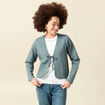 Cardigan droit court manches longues vert canard femme
